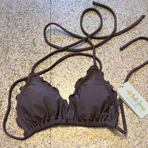 NWT Luli Fama Brown Wavy Triangle Top MSRP $74 Size Medium